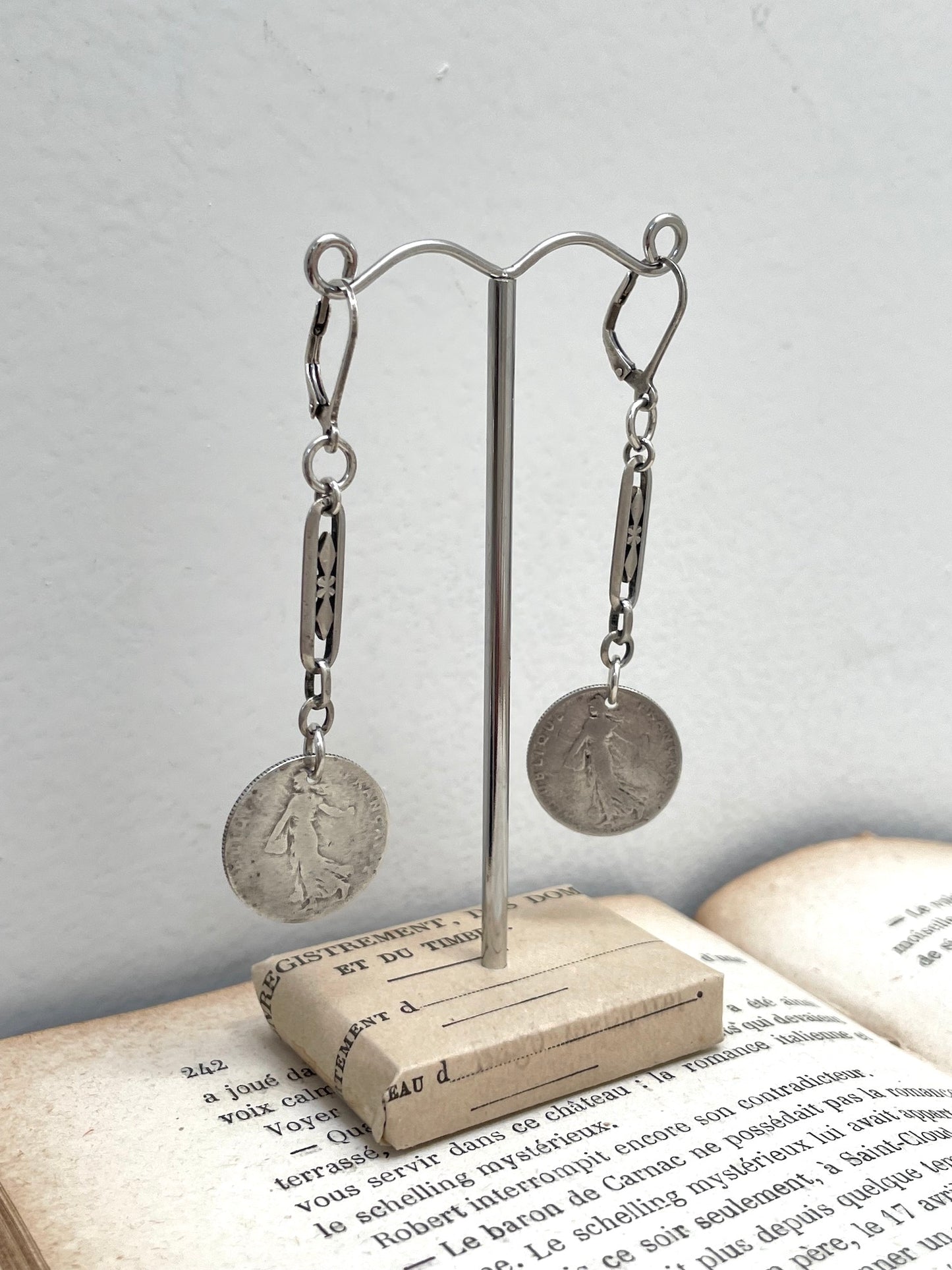 Antique French 1899 Coin Earrings