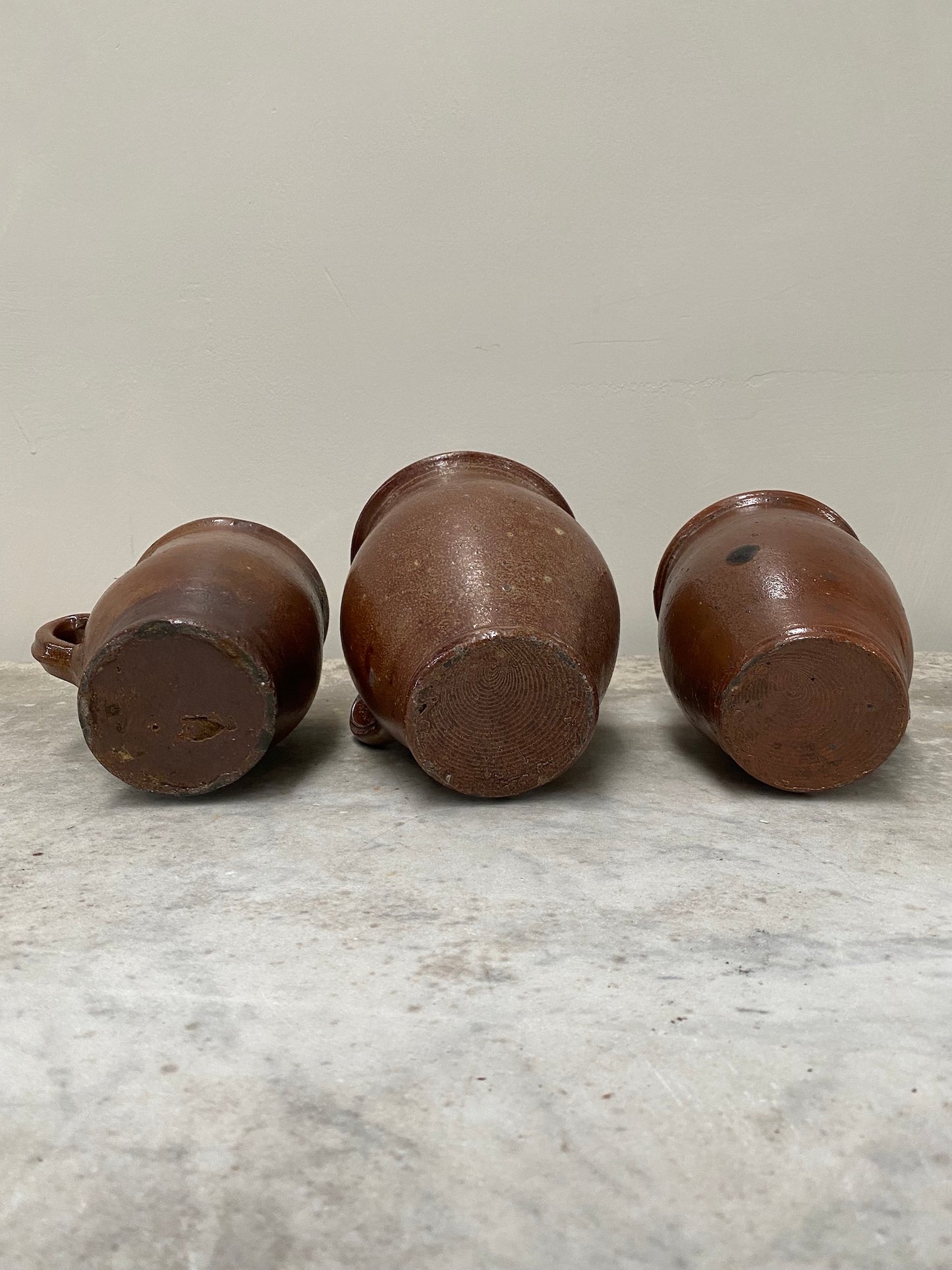 Antique French Glazed Pottery Mugs