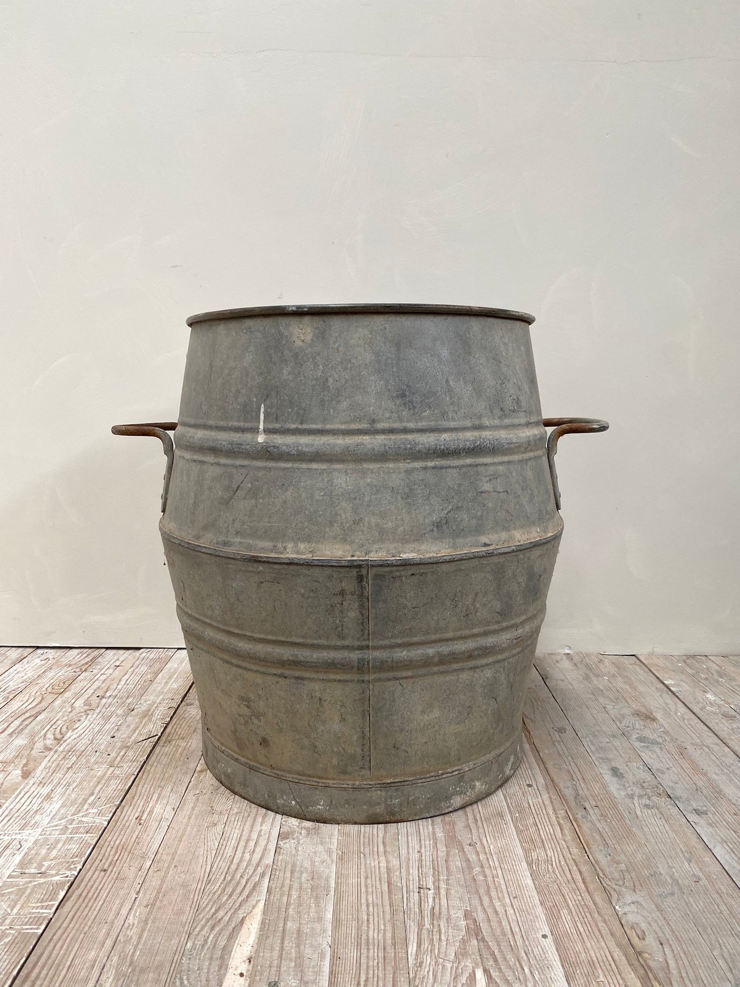 Antique French Large Zinc Tubs with Handles