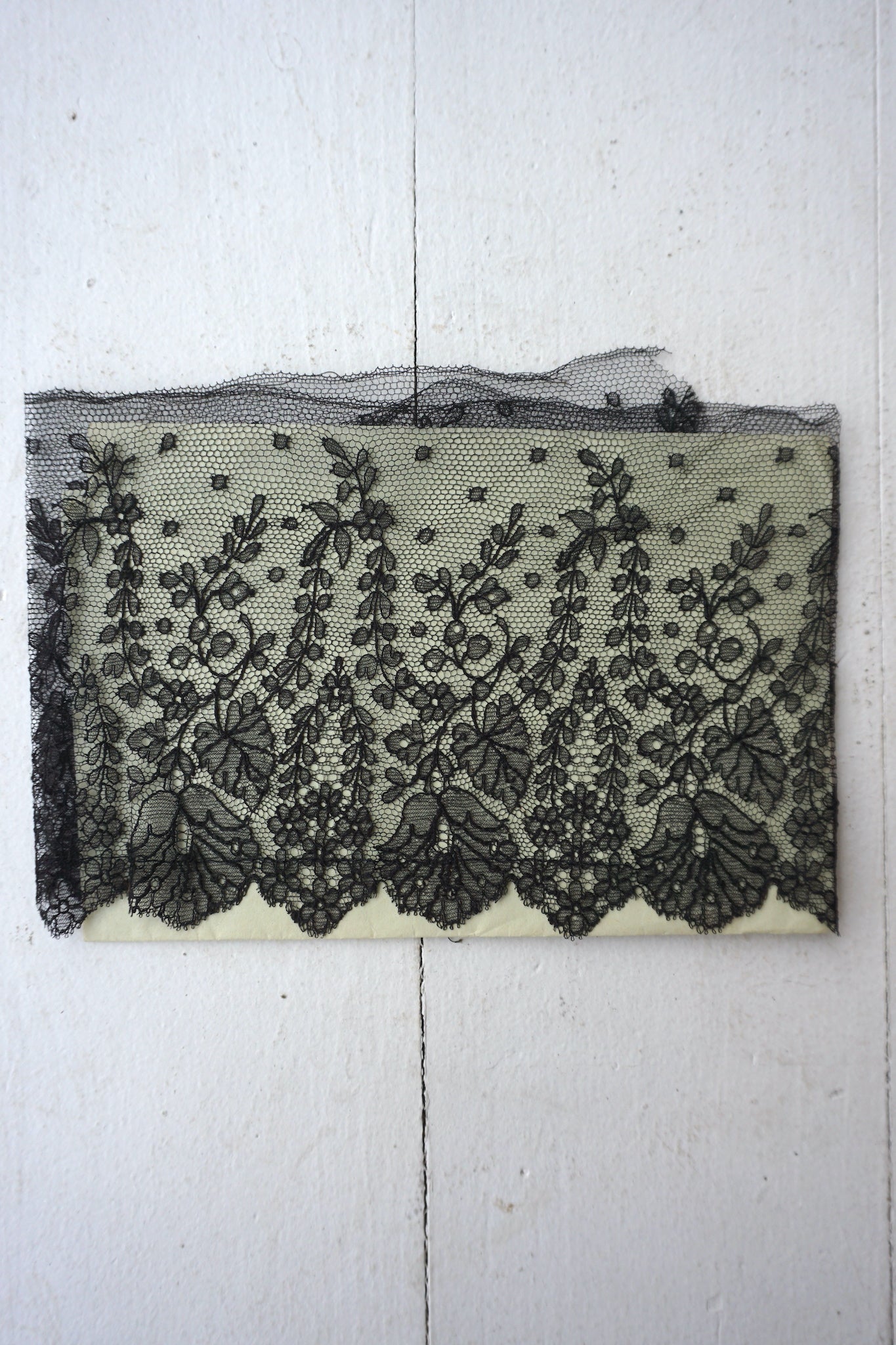 Antique French Hand-made Black Netting Lace