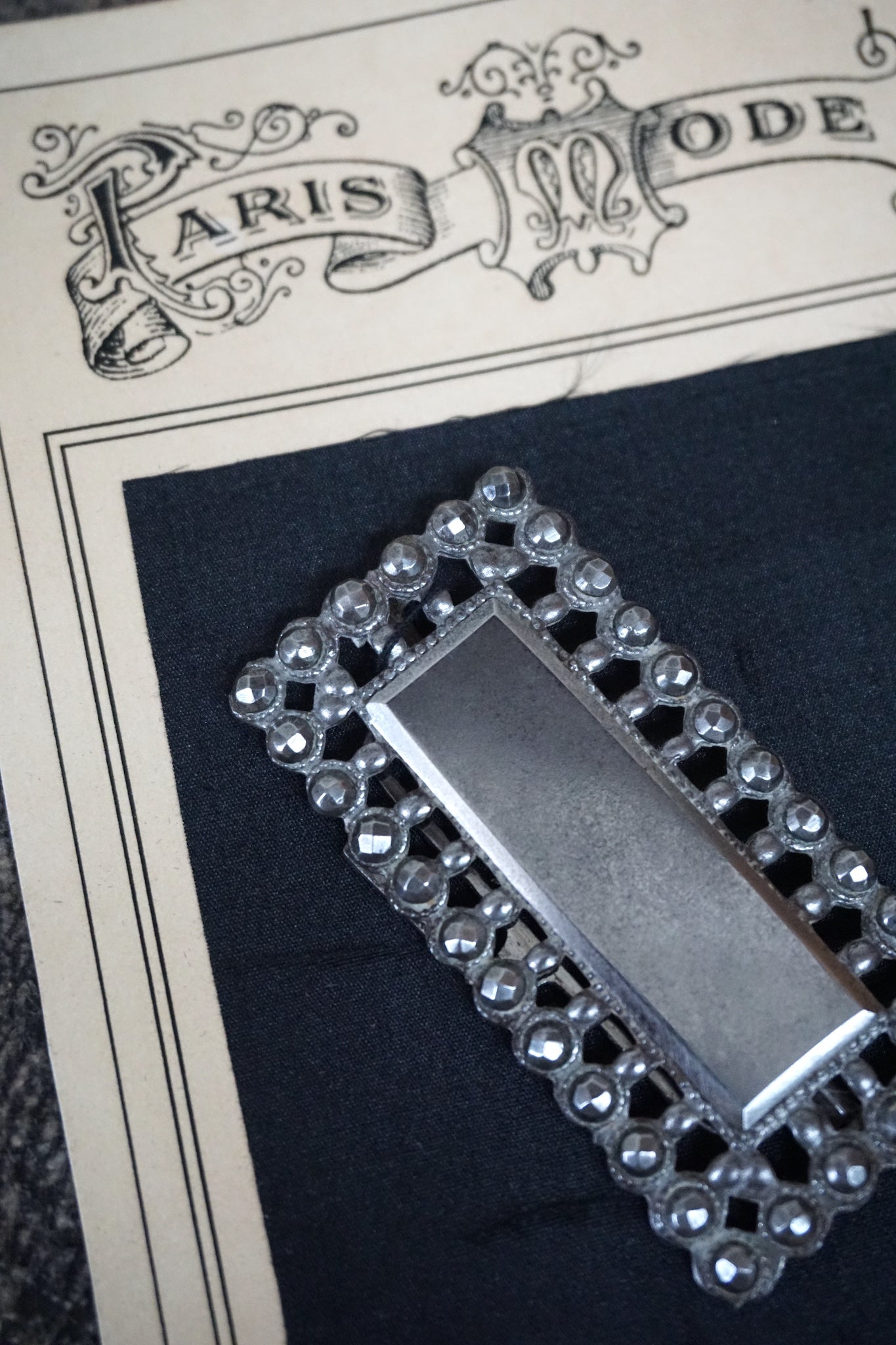 Antique French Silver Metal Rectangle Buckle