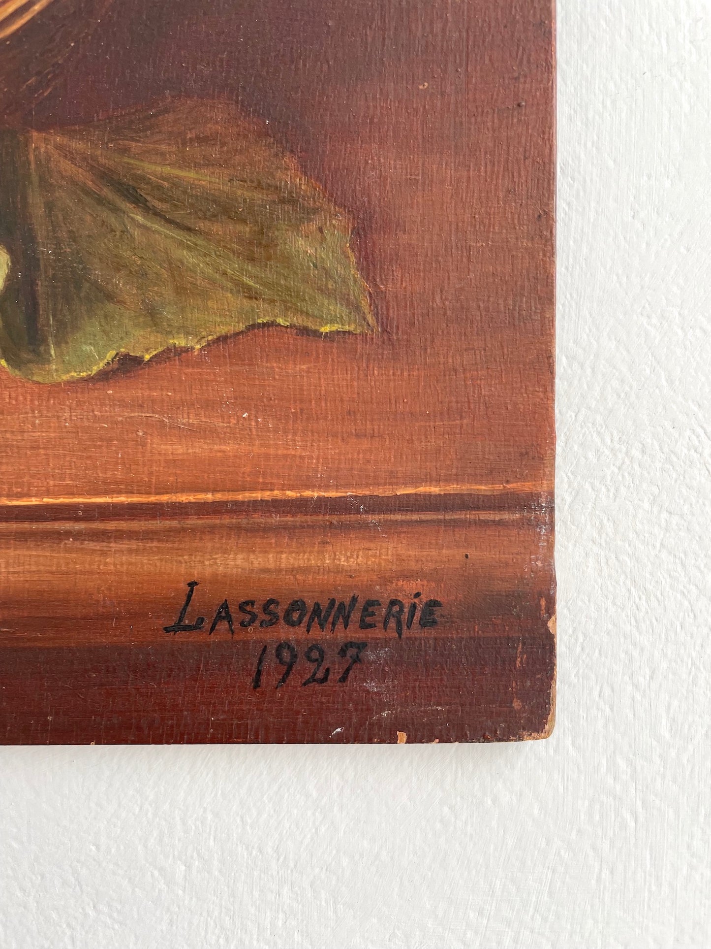 Antique French Still Life Painting - Strawberry Harvest Basket