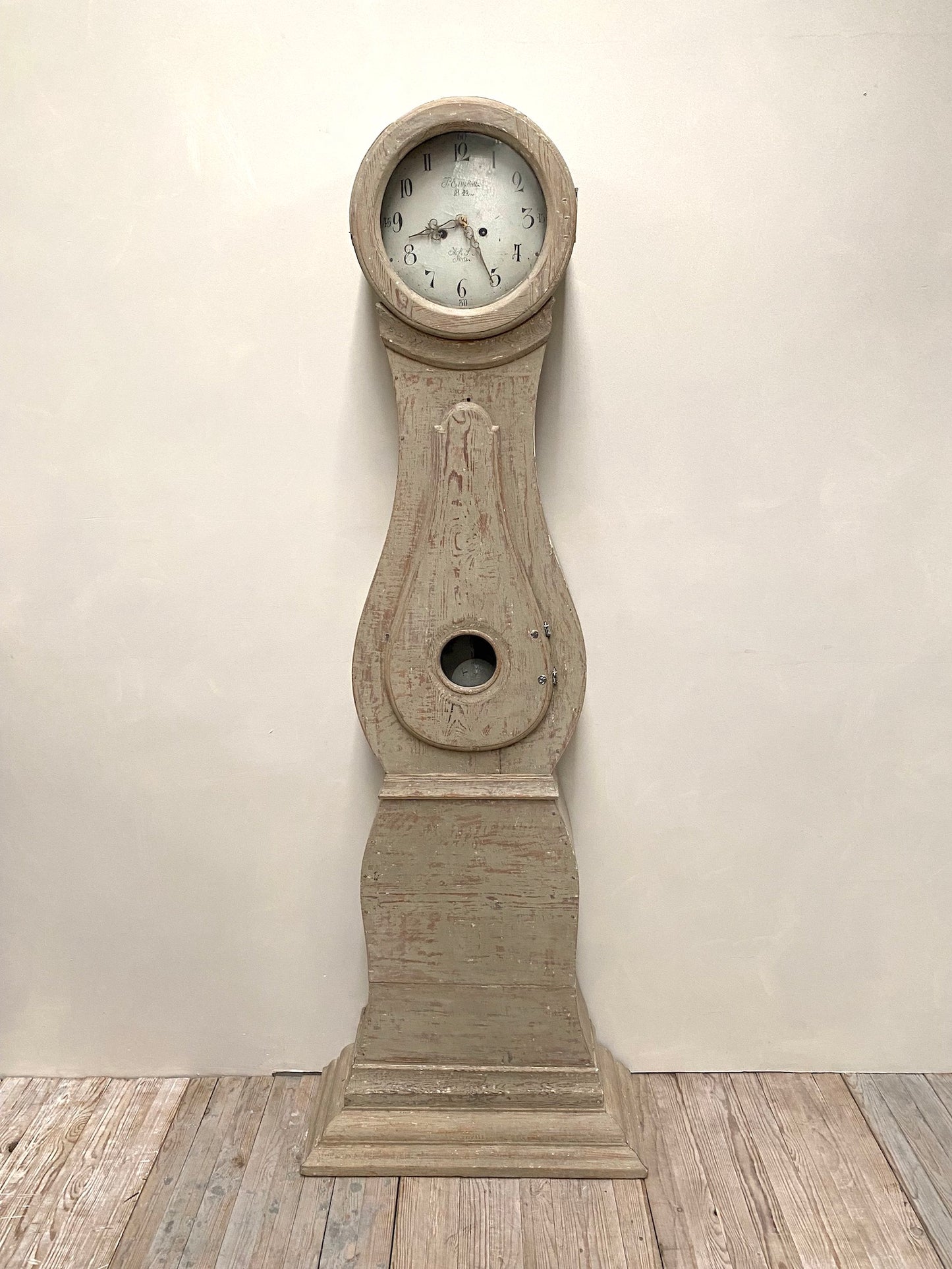 Antique Swedish Mora Clock - Soft Green Painted Finish