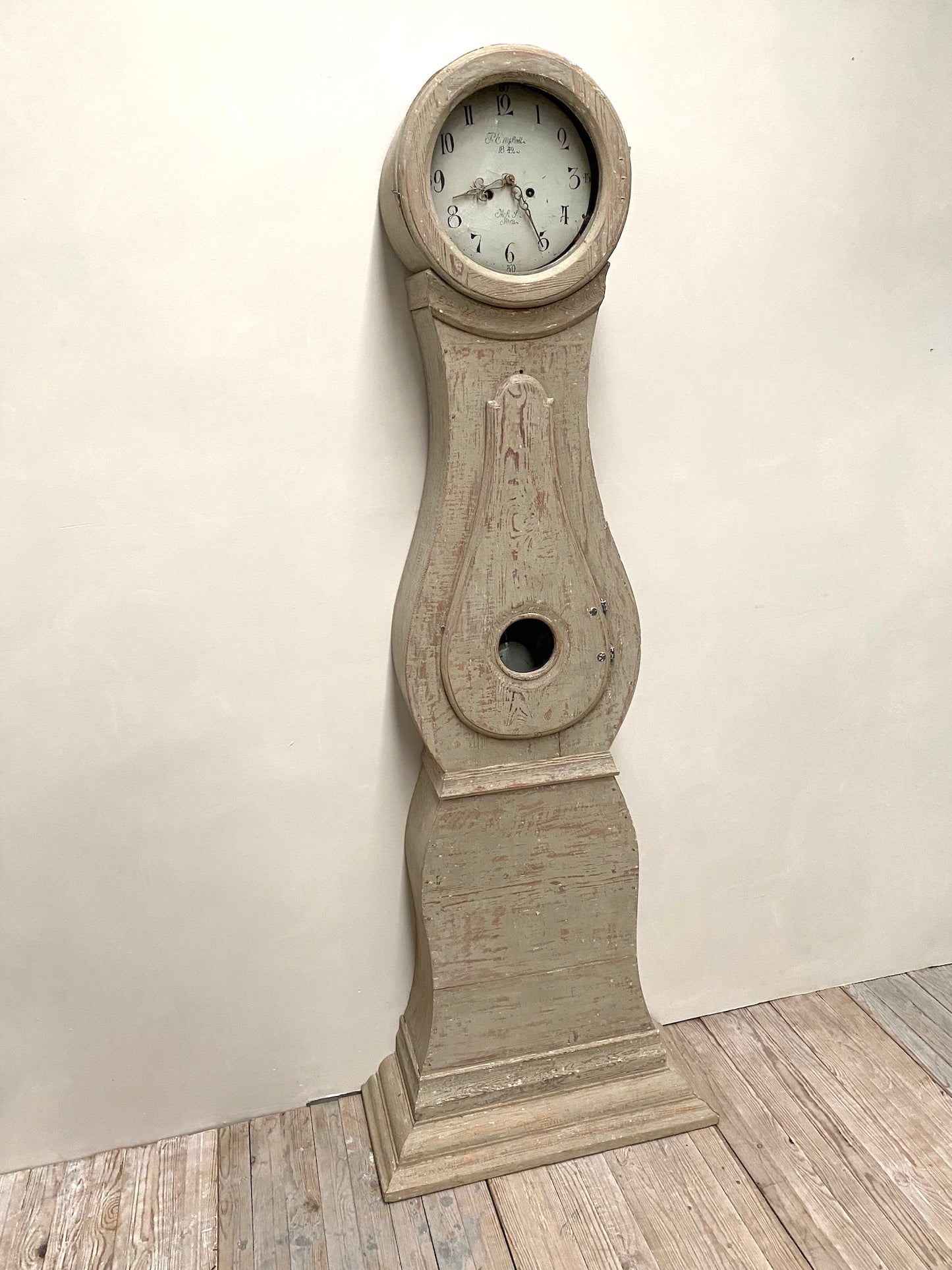 Antique Swedish Mora Clock - Soft Green Painted Finish