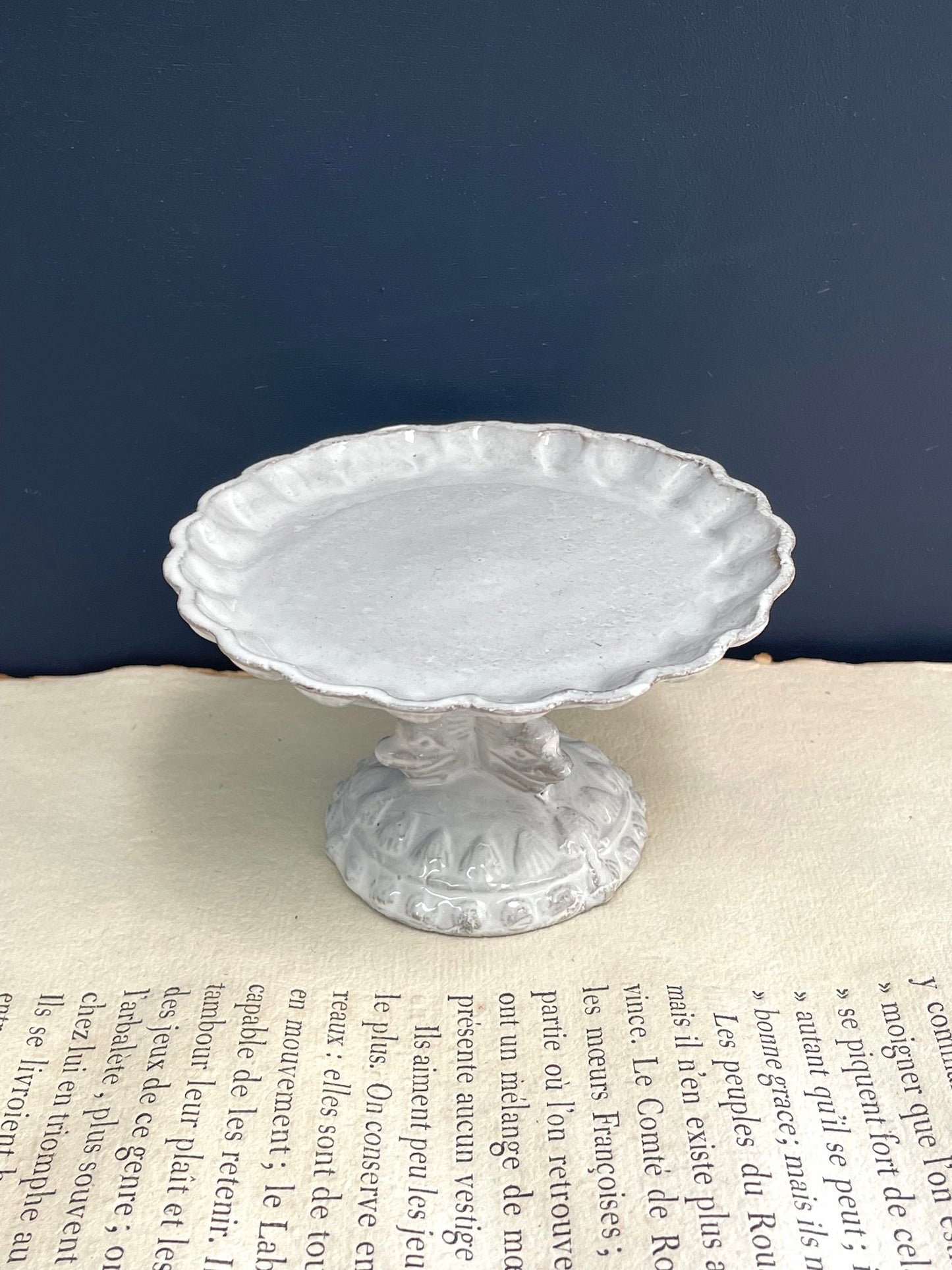 Astier de Villatte Dauphins Small Dish on Stand