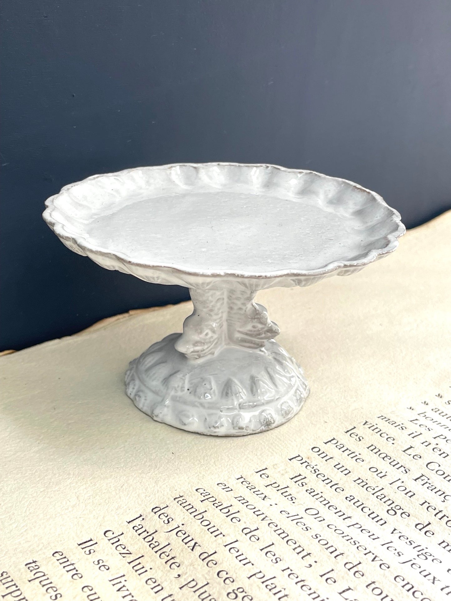 Astier de Villatte Dauphins Small Dish on Stand