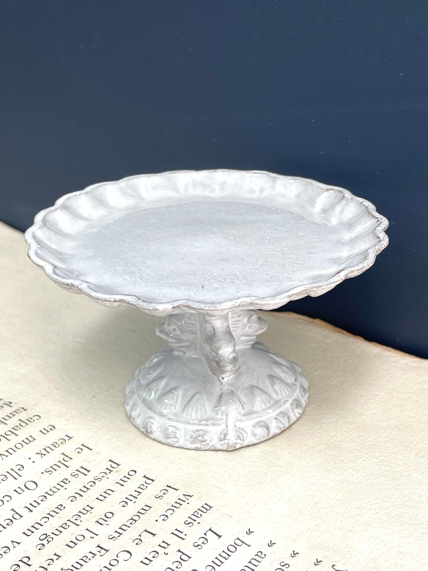 Astier de Villatte Dauphins Small Dish on Stand