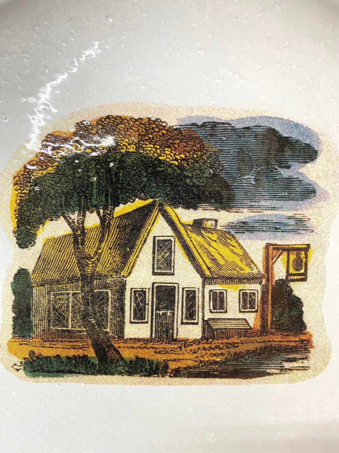 Astier de Villatte John Derian Medium House Under Tree Plate - RETIRED