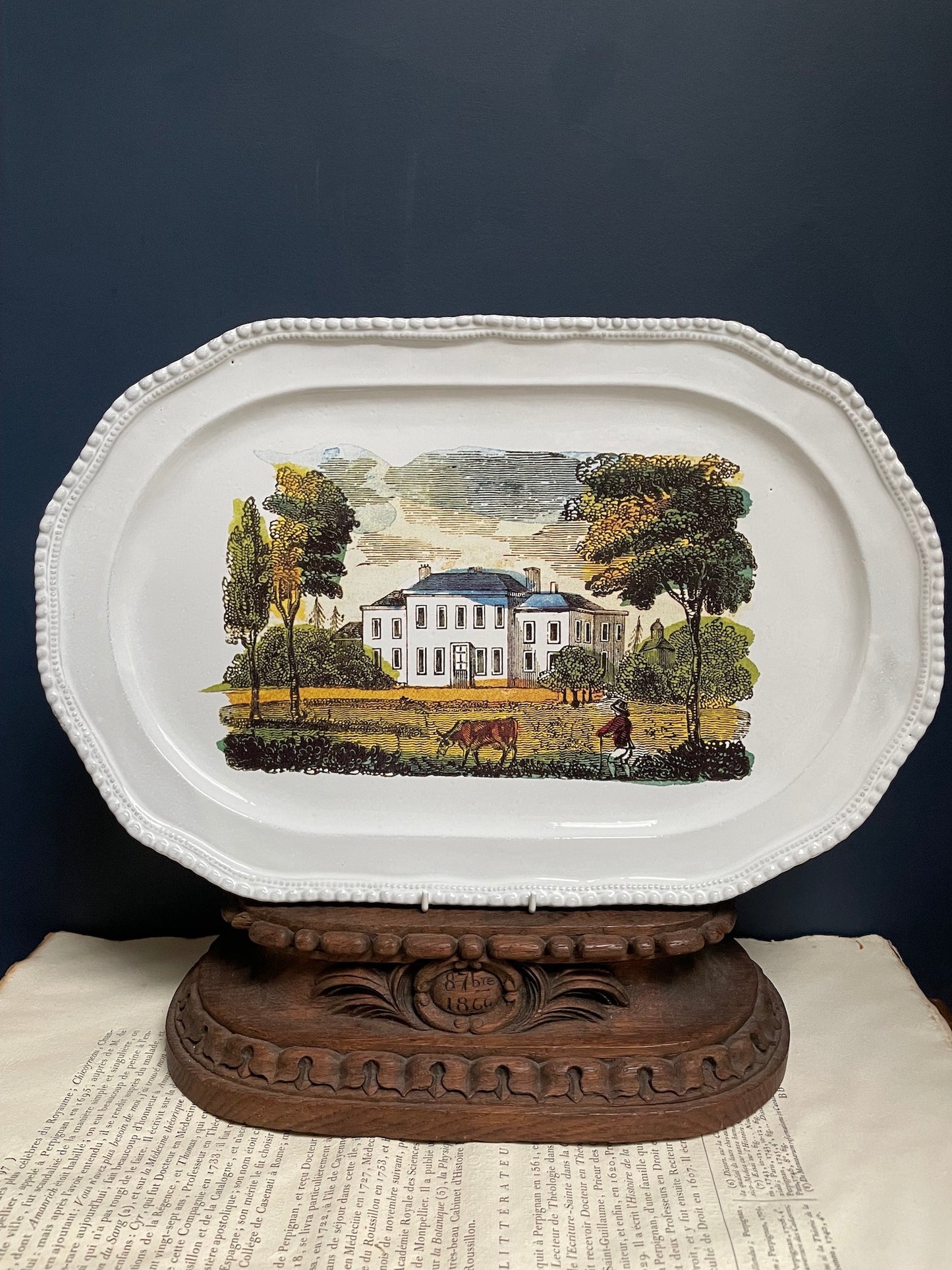 Astier de Villatte John Derian Platter With Manor House - RETIRED