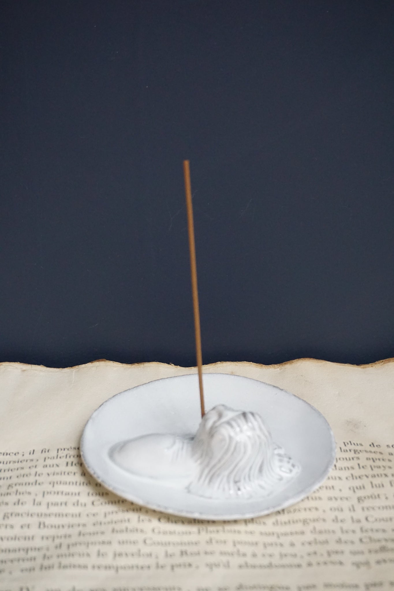 Astier de Villatte Lion Incense Holder on Saucer