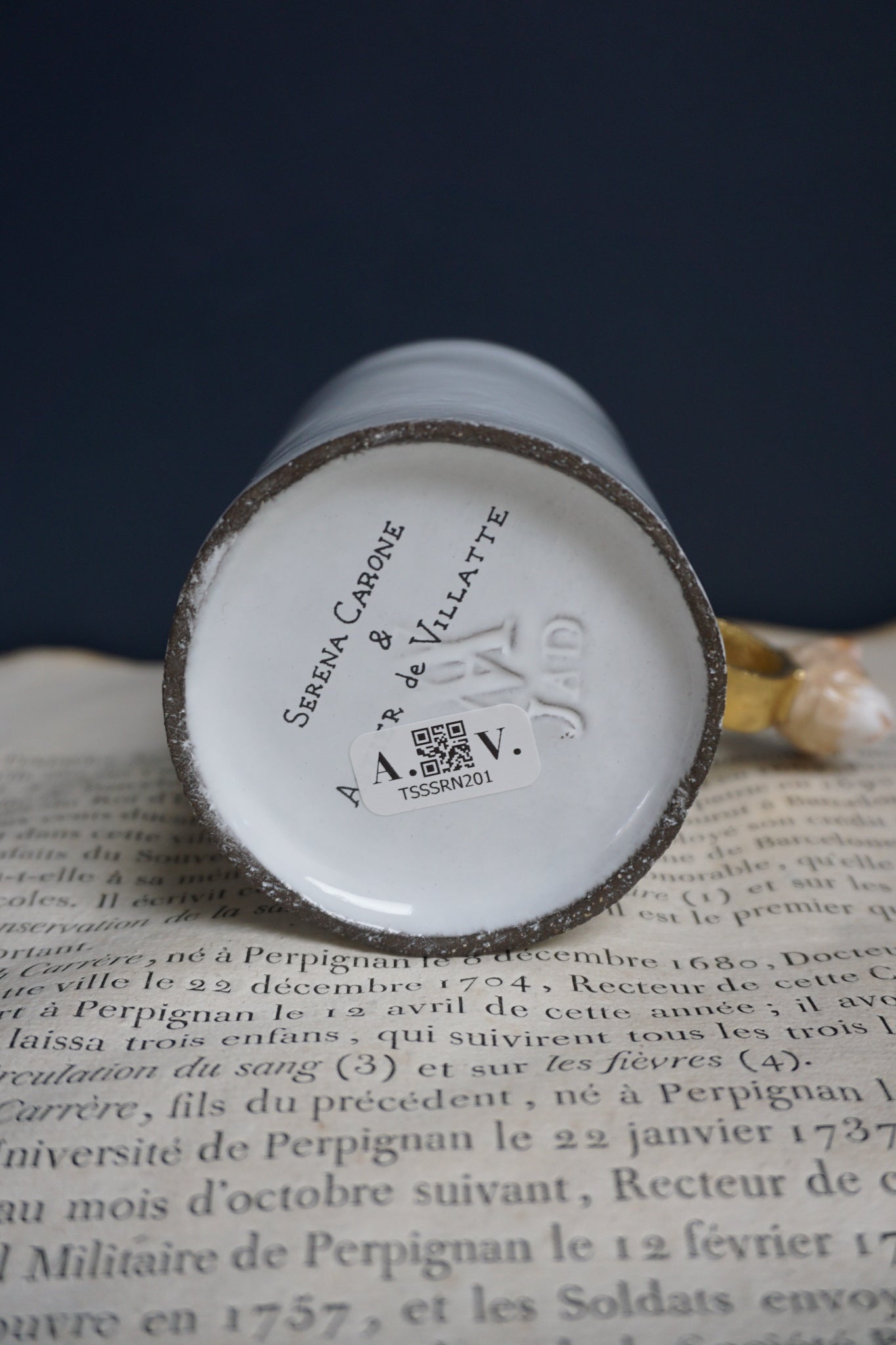 Astier de Villatte Serena Striped Cat Ring Cup