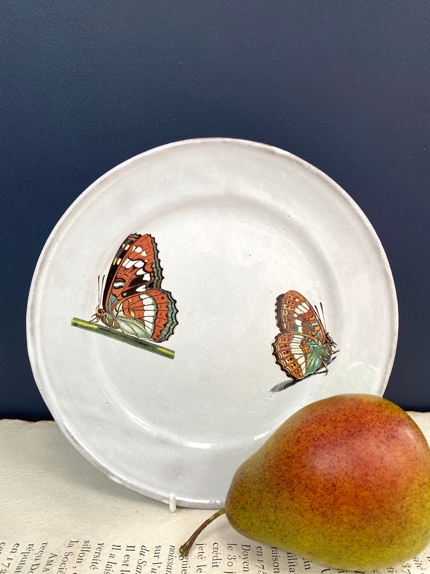Astier de Villatte Two Landed Butterflies Medium Plate