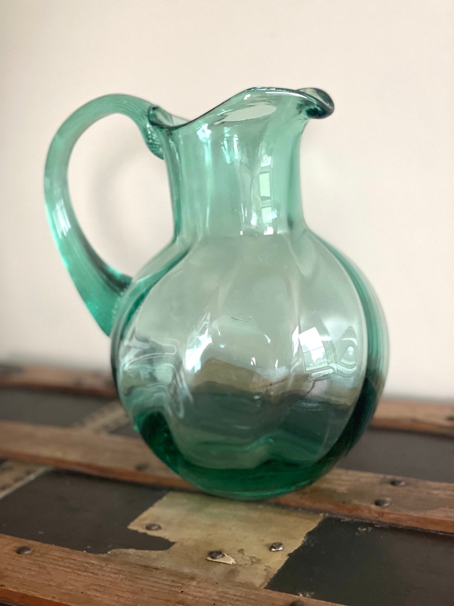 Beryl Bohemia Swirl Glass Pitcher