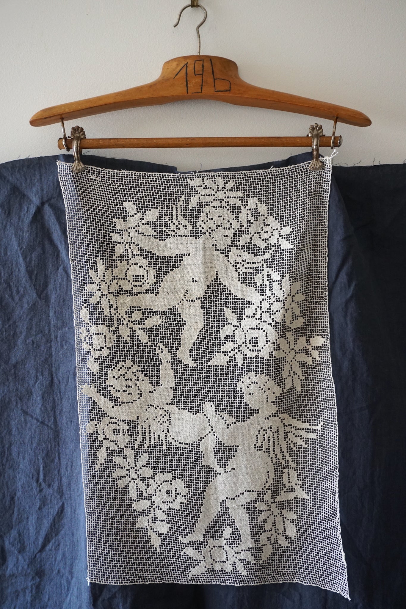 Cherub and Rose Filet Lace Panel