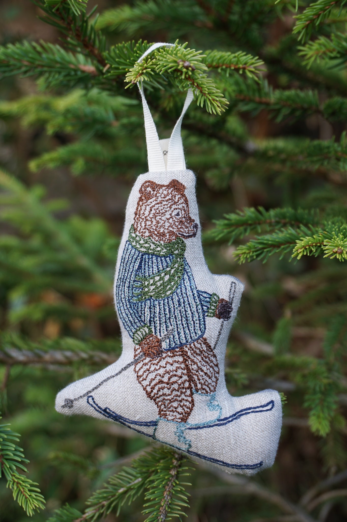 Coral & Tusk Downhill Bear Ornament