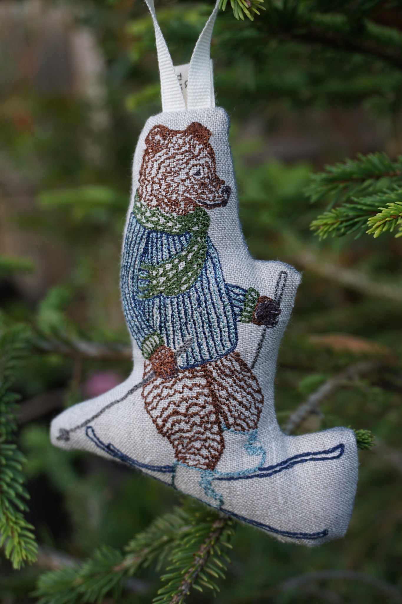 Coral & Tusk Downhill Bear Ornament