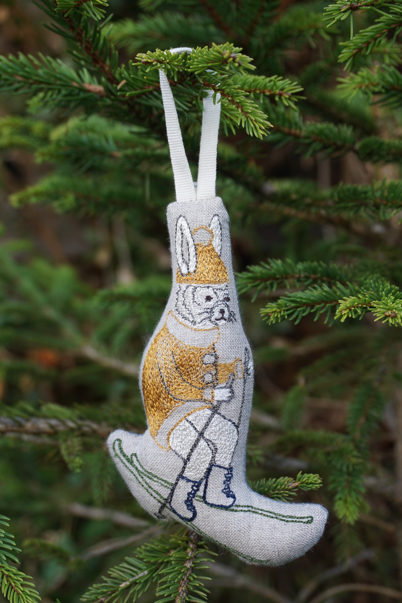 Coral & Tusk Downhill Bunny Ornament