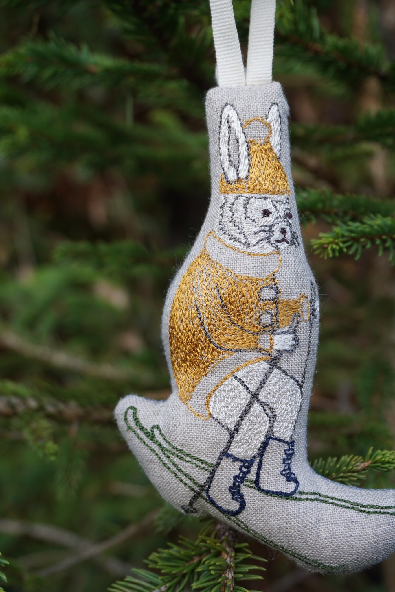 Coral & Tusk Downhill Bunny Ornament