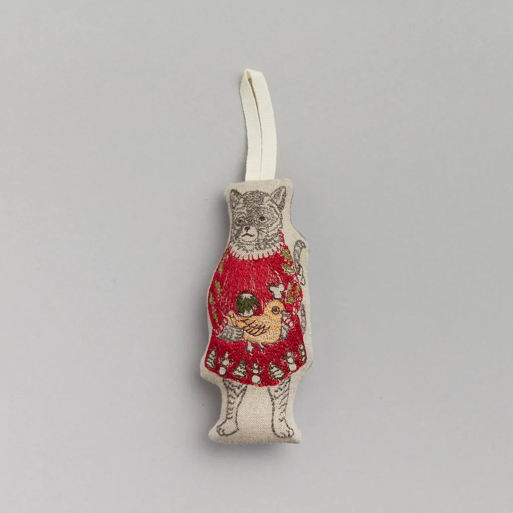 Coral & Tusk Cat With Gifts Ornament