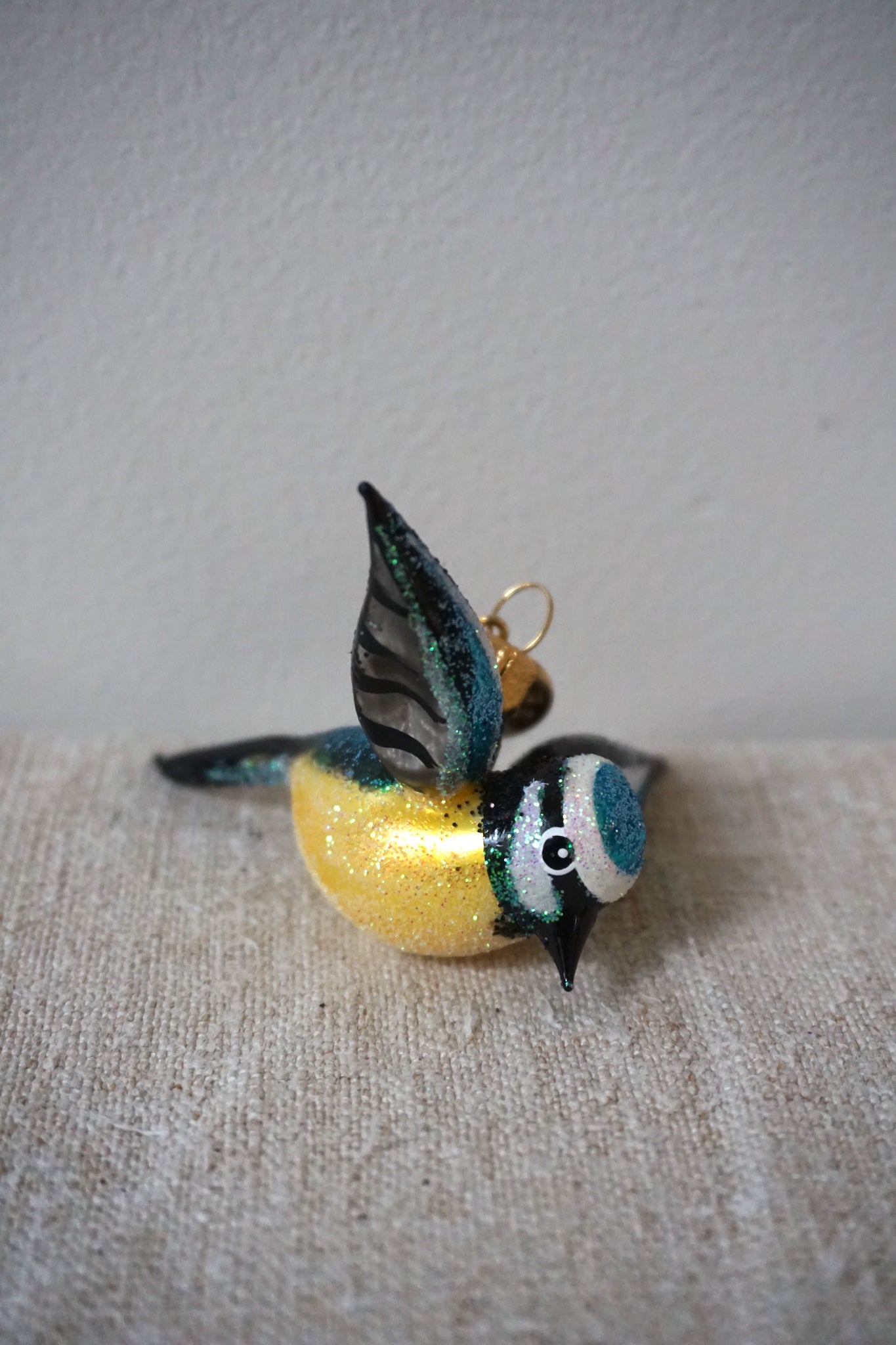 Polish Glass Christmas Ornament - Small Blue Bird
