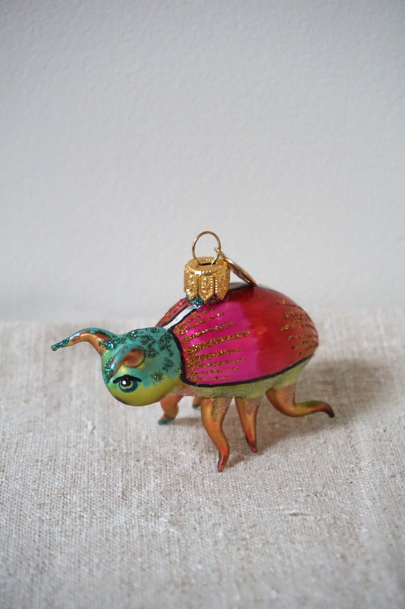 Polish Glass Christmas Ornament - Multicolour Beetle