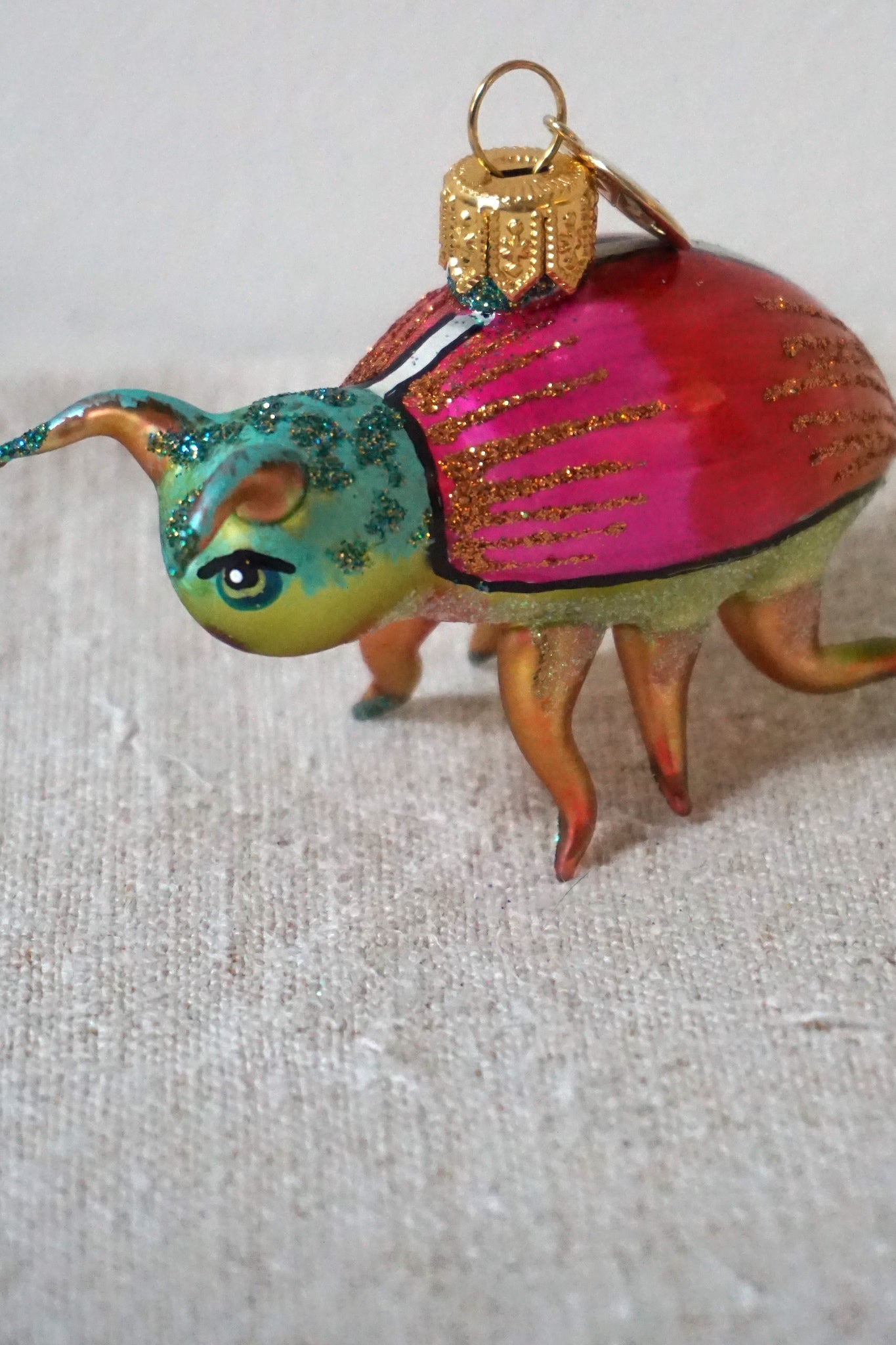 Polish Glass Christmas Ornament - Multicolour Beetle
