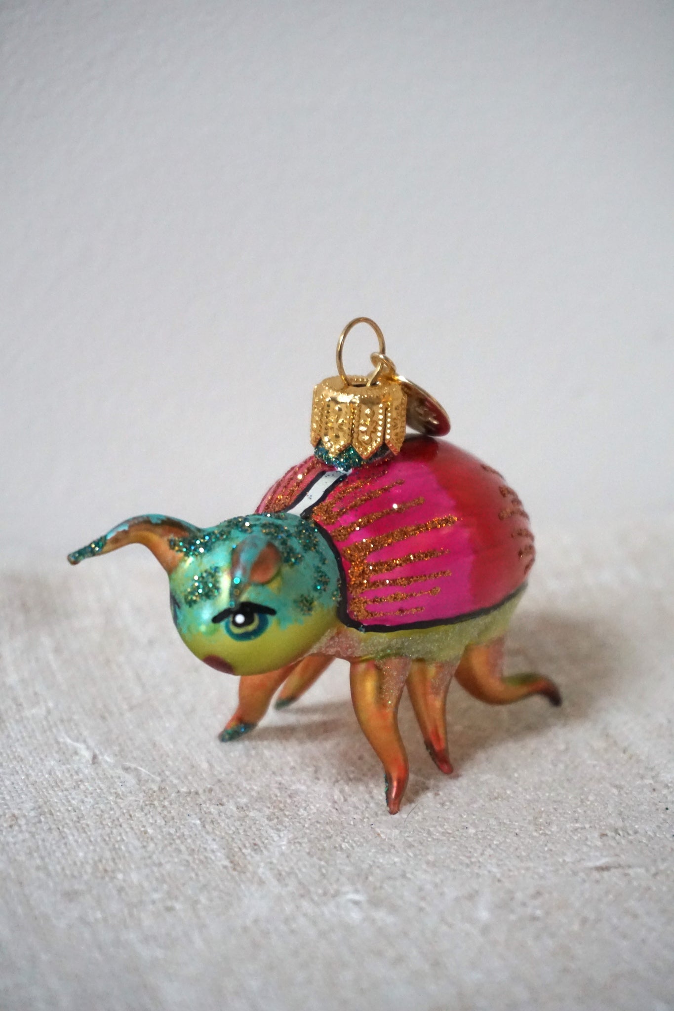 Polish Glass Christmas Ornament - Multicolour Beetle