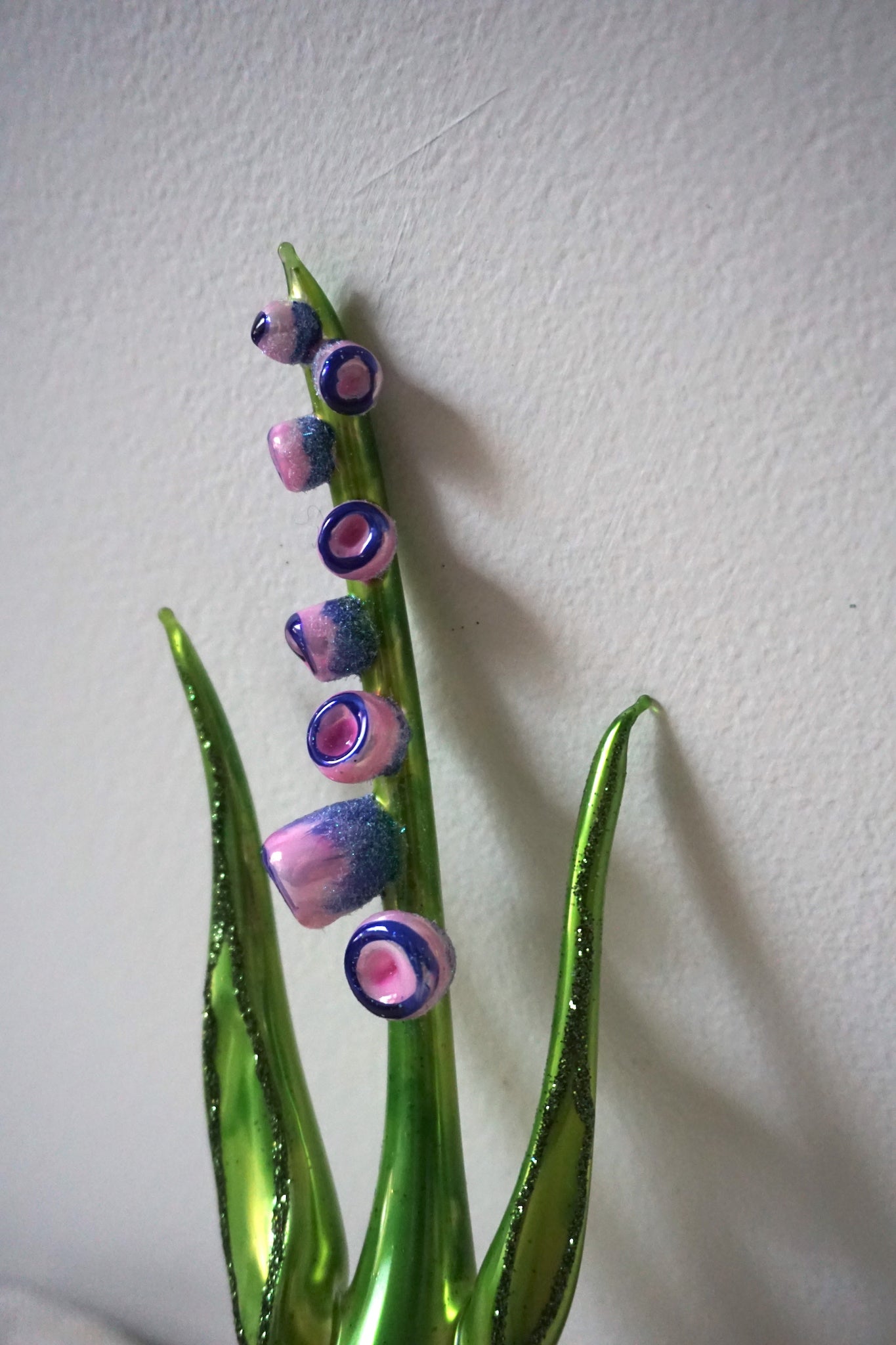 Polish Glass Christmas Ornament - Pink & Blue Bellflower
