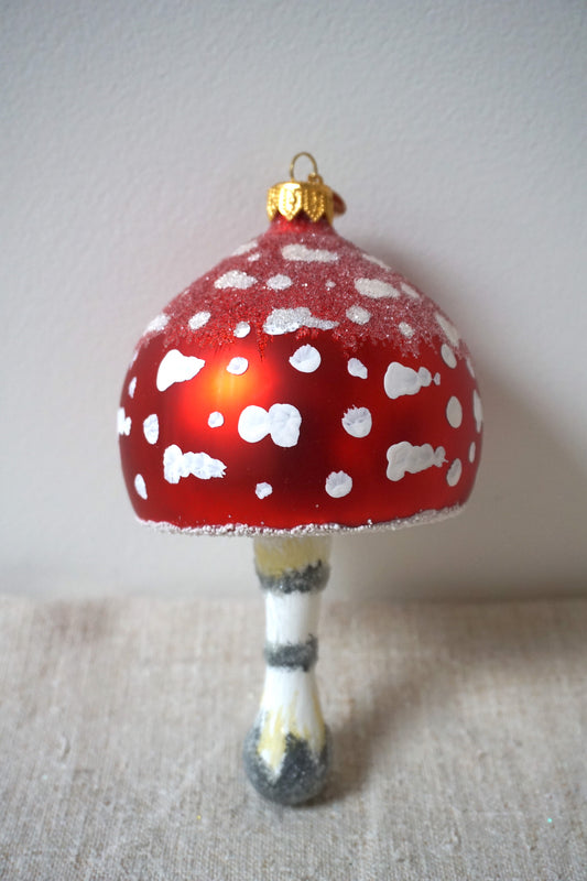 Polish Glass Christmas Ornament - Large Mushroom II