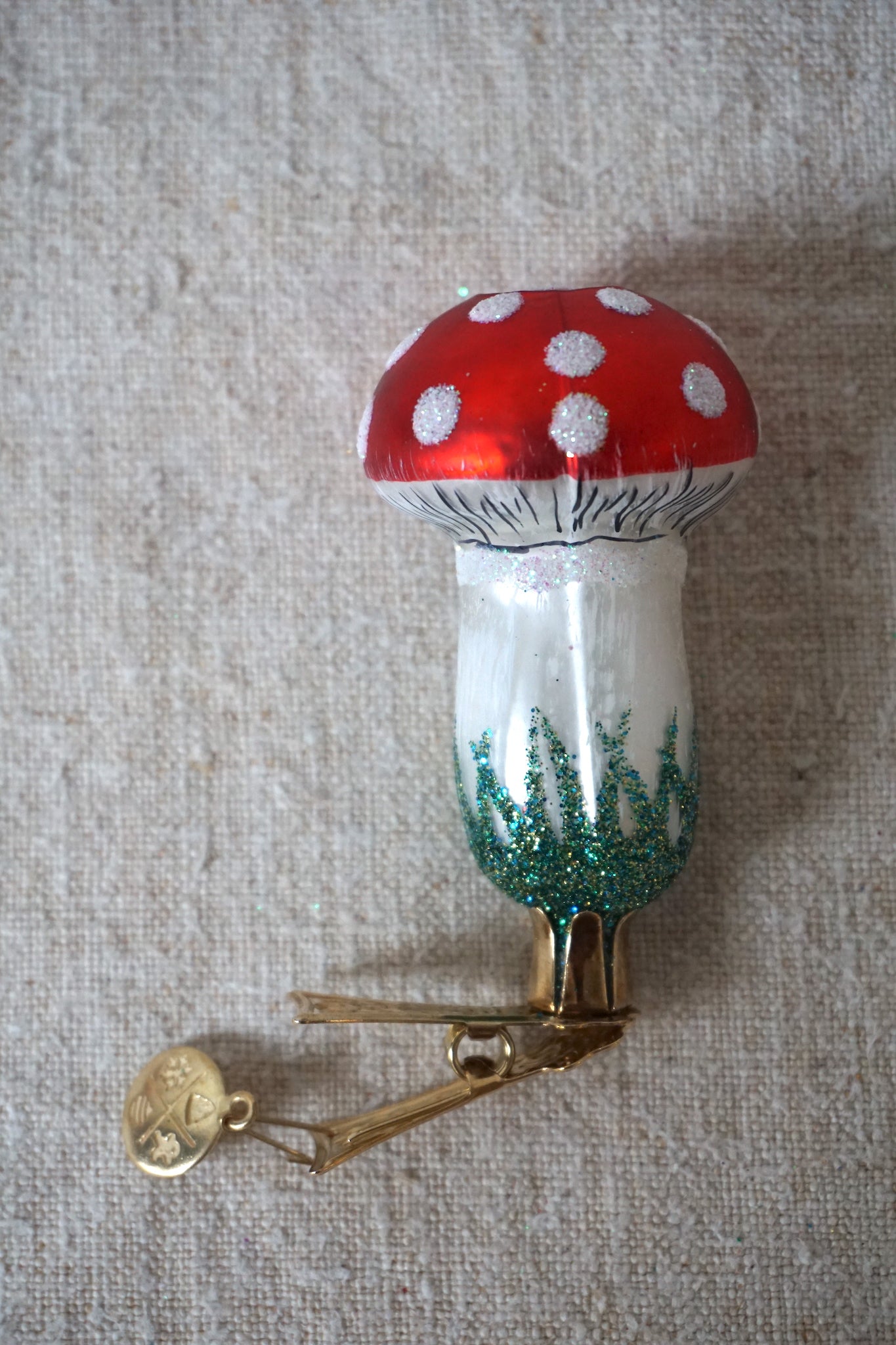 Polish Glass Christmas Ornament - Small Mushroom