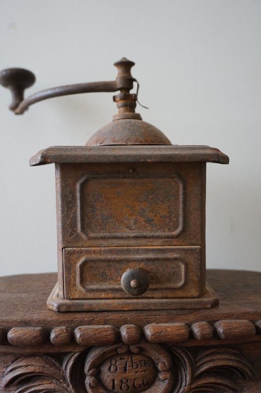 Vintage French Metal Coffee Grinder