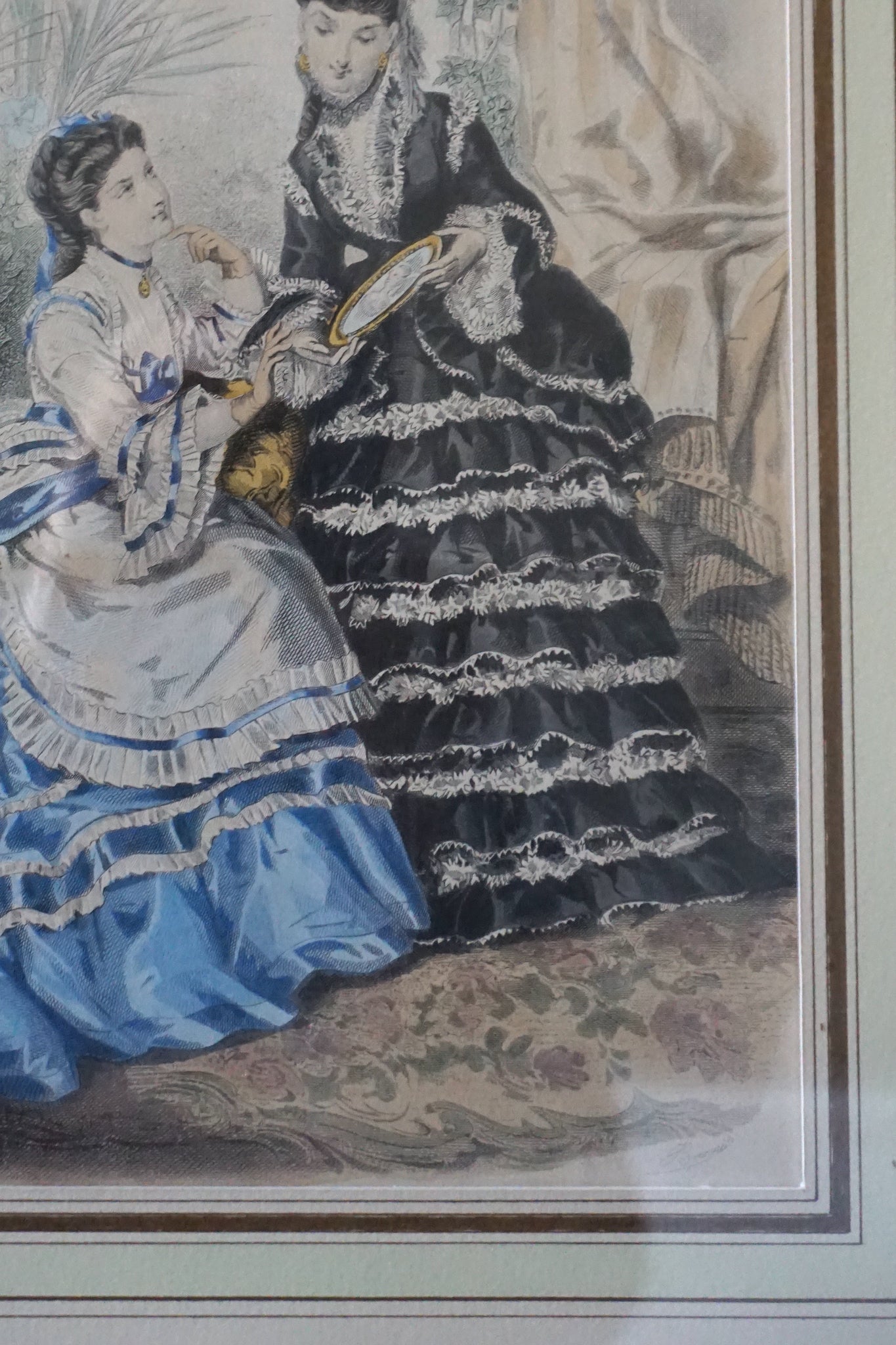 Antique French Framed Fashion Illustration II