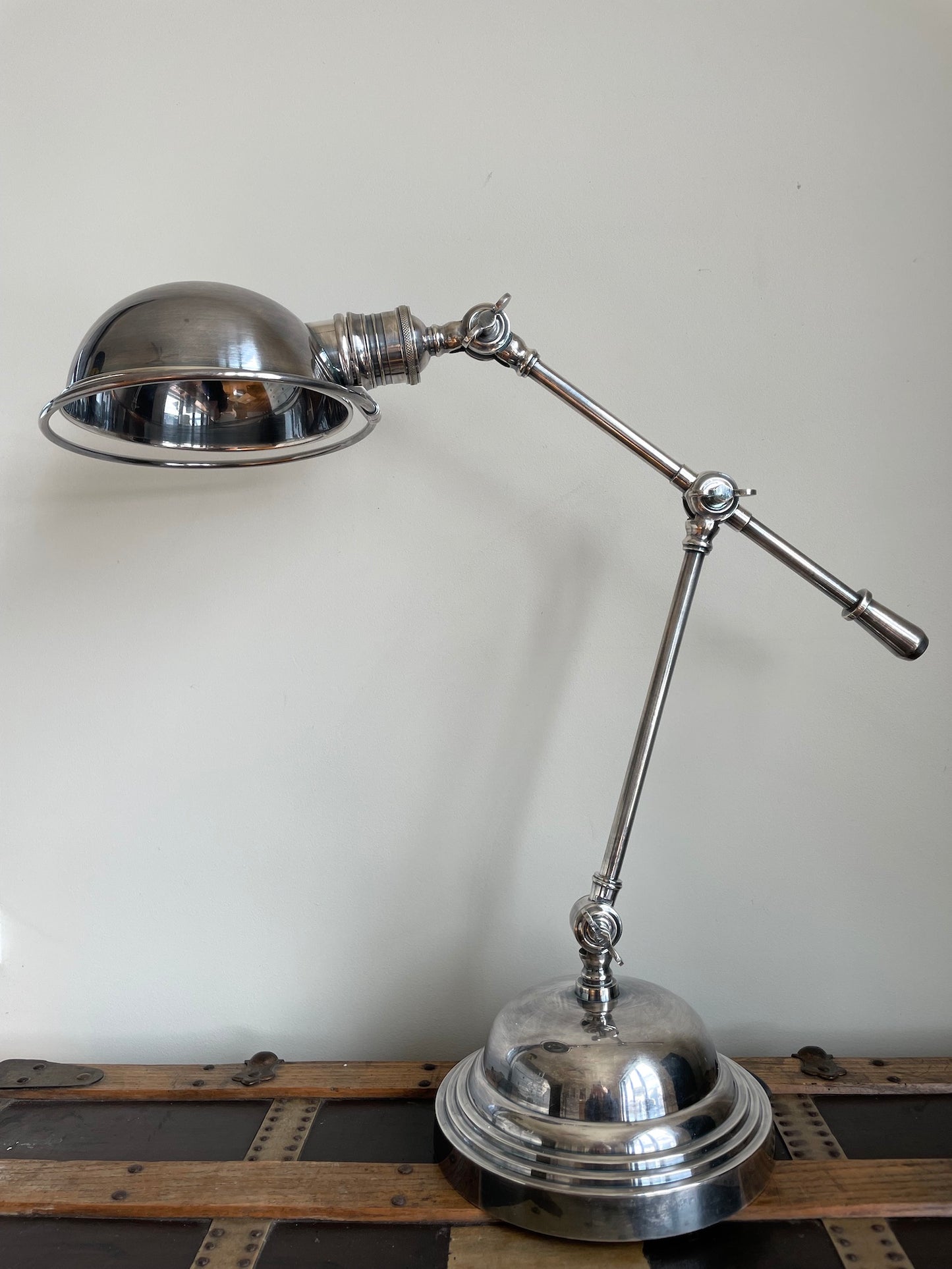 European Large Nickel Adjustable Lamp