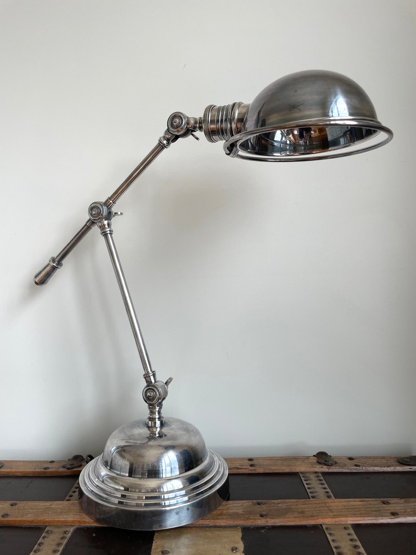 European Large Nickel Adjustable Lamp