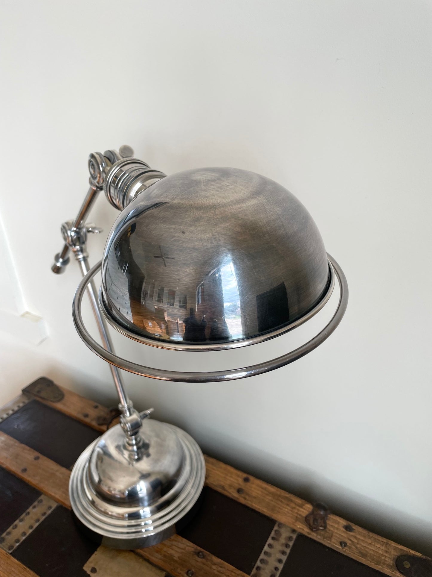 European Large Nickel Adjustable Lamp