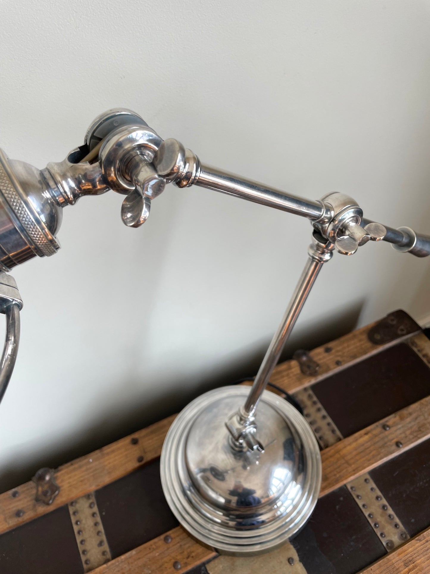 European Large Nickel Adjustable Lamp