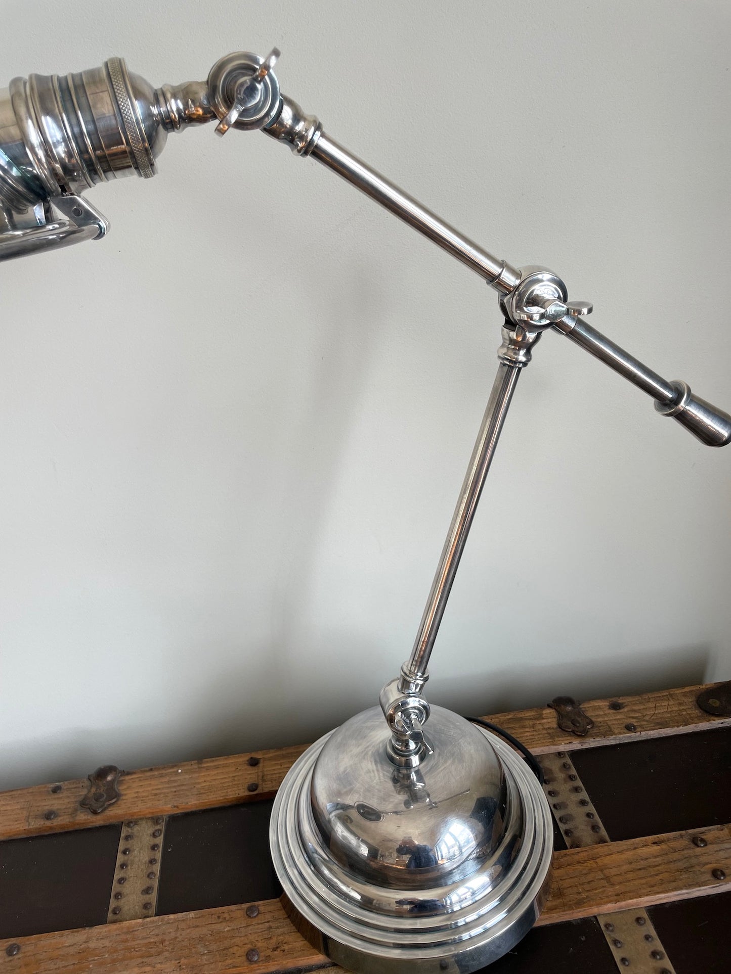 European Large Nickel Adjustable Lamp