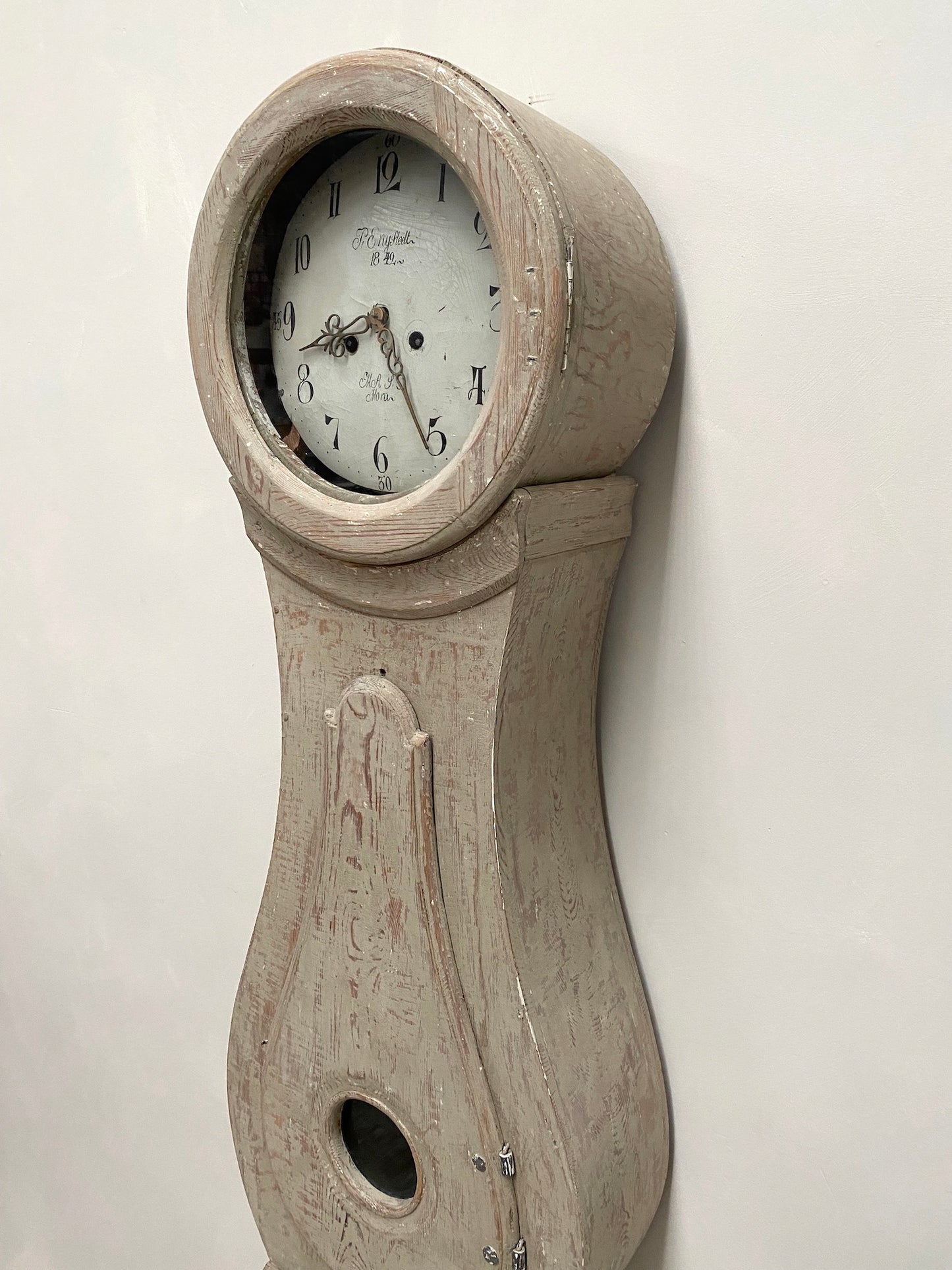Antique Swedish Mora Clock - Soft Green Painted Finish