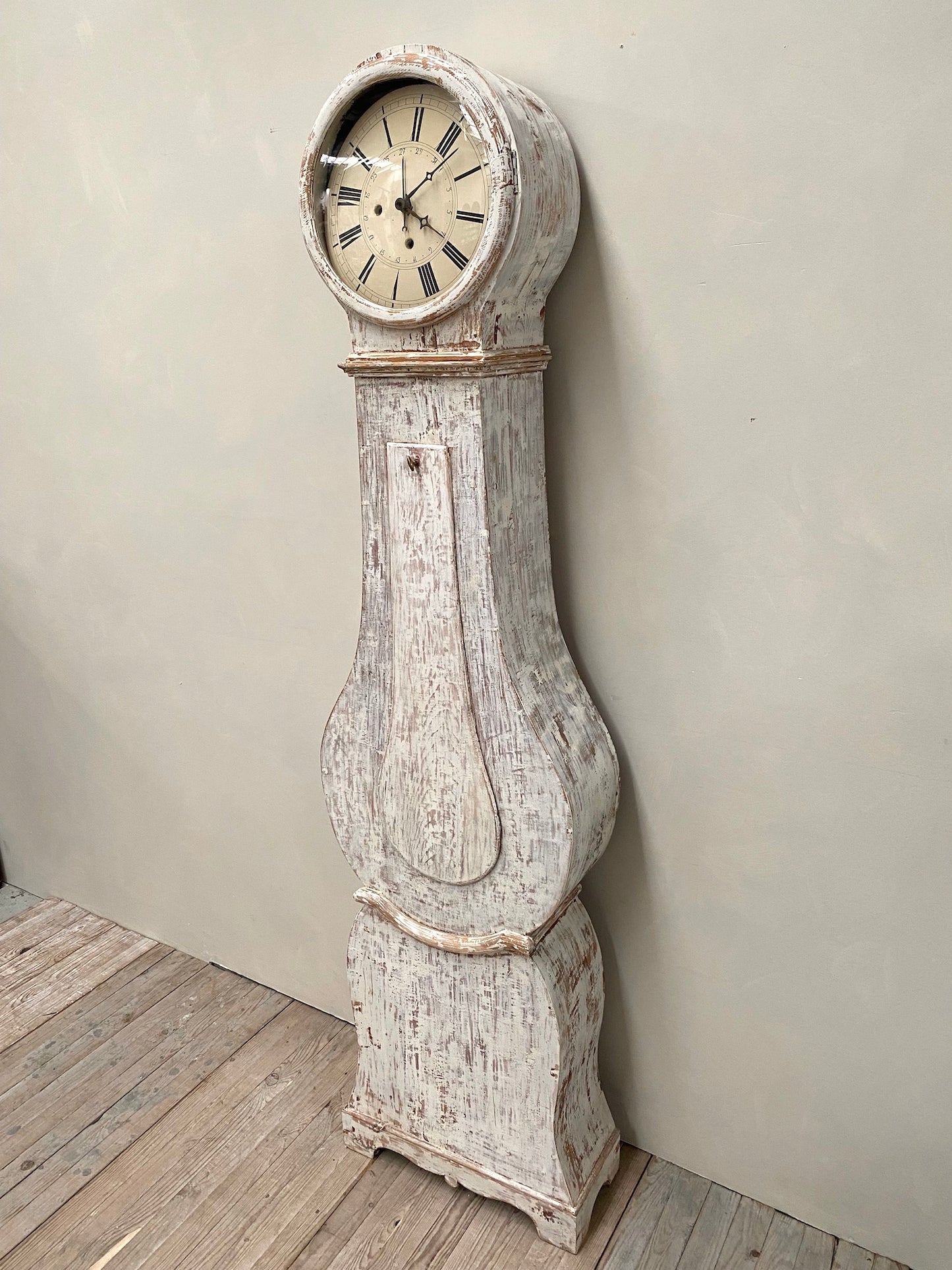 Antique Swedish Mora Clock - White Painted Finish