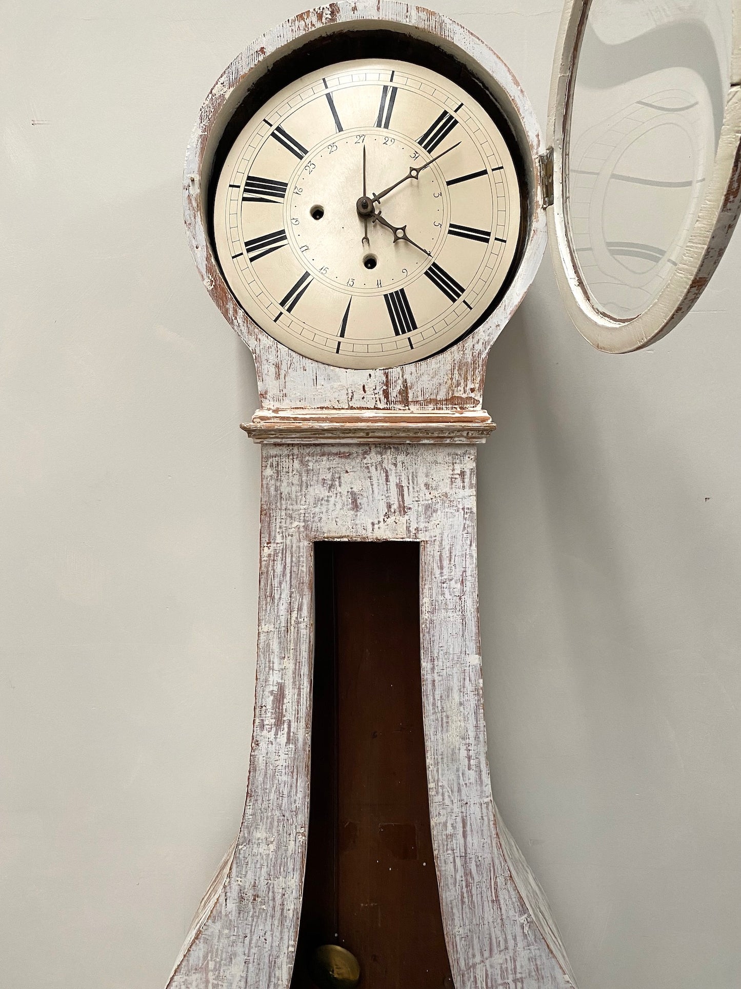 Antique Swedish Mora Clock - White Painted Finish