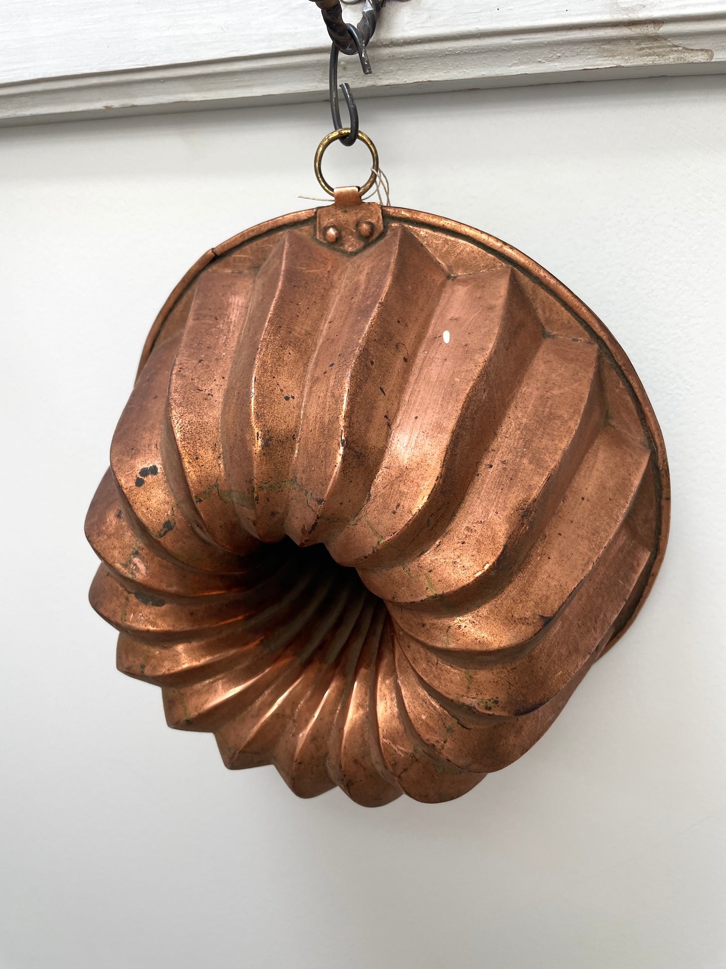 Antique French Copper Jelly Mould 'Swirled Turret'