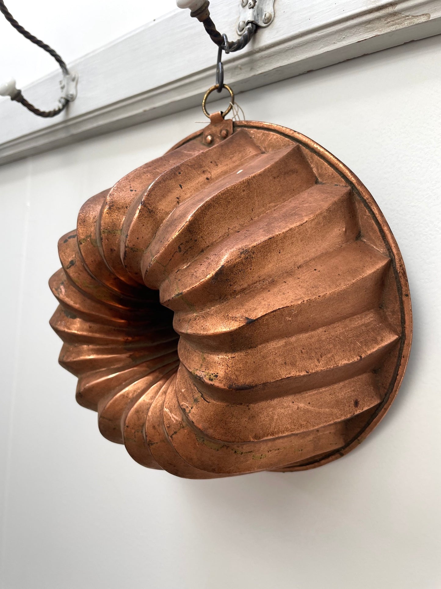 Antique French Copper Jelly Mould 'Swirled Turret'