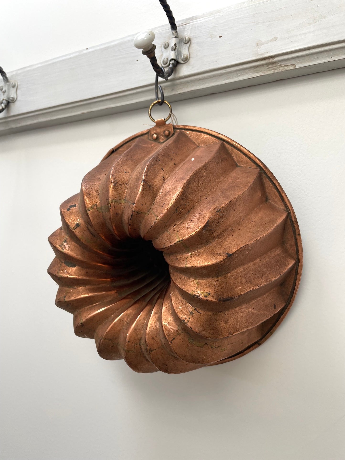 Antique French Copper Jelly Mould 'Swirled Turret'