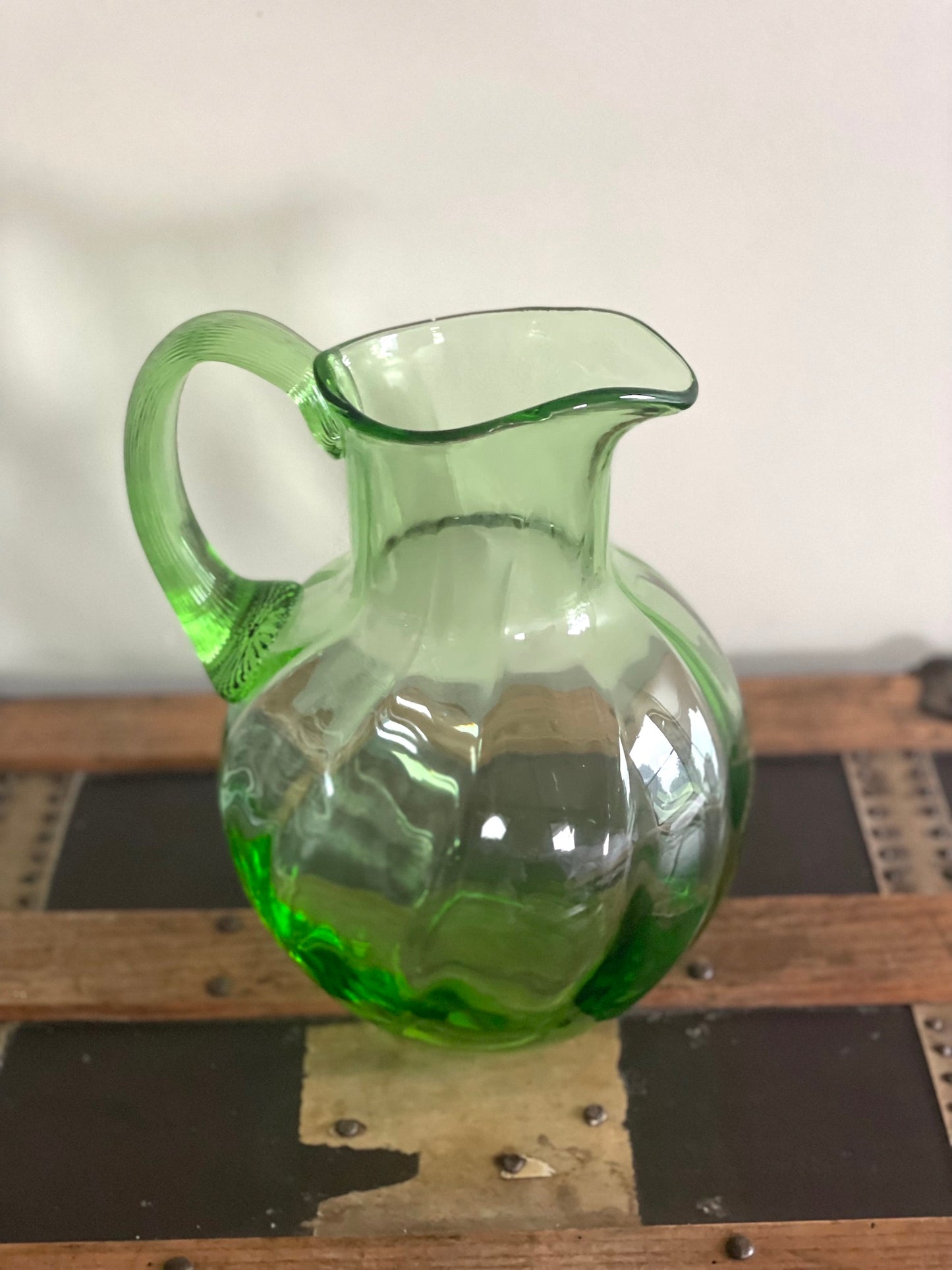 Light Green Bohemia Swirl Glass Pitcher