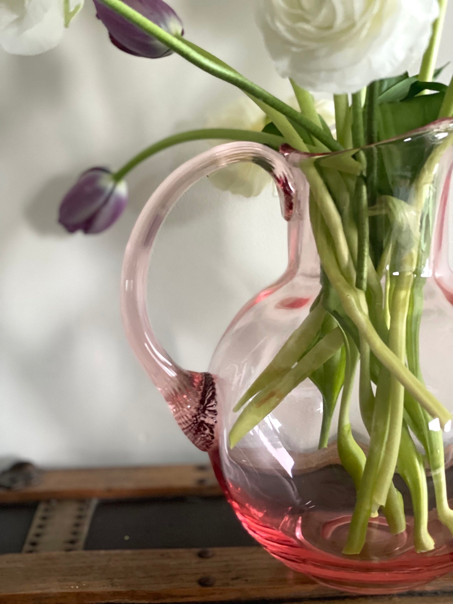 Pink Bohemia Swirl Glass Pitcher