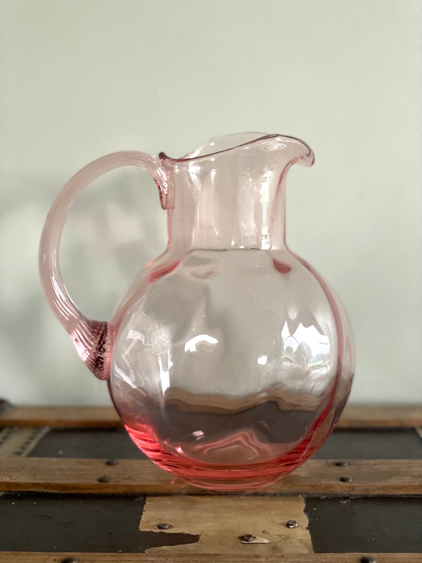 Pink Bohemia Swirl Glass Pitcher