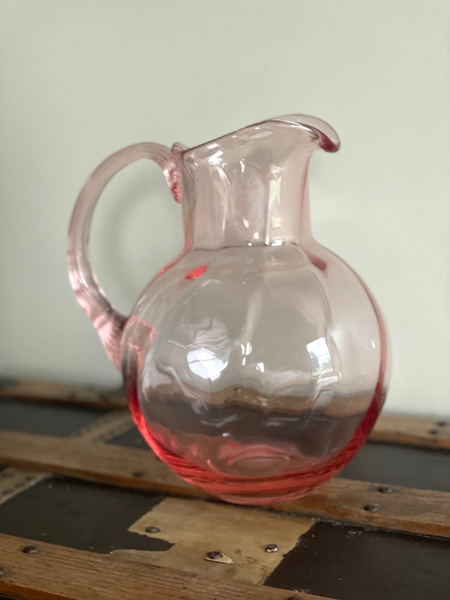 Pink Bohemia Swirl Glass Pitcher