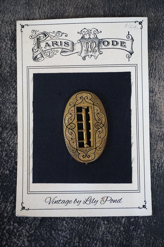 Antique French Brass Inlay Buckle
