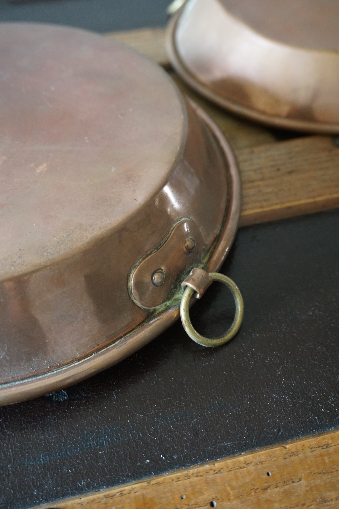 Vintage French Set of 2 Copper Skillets