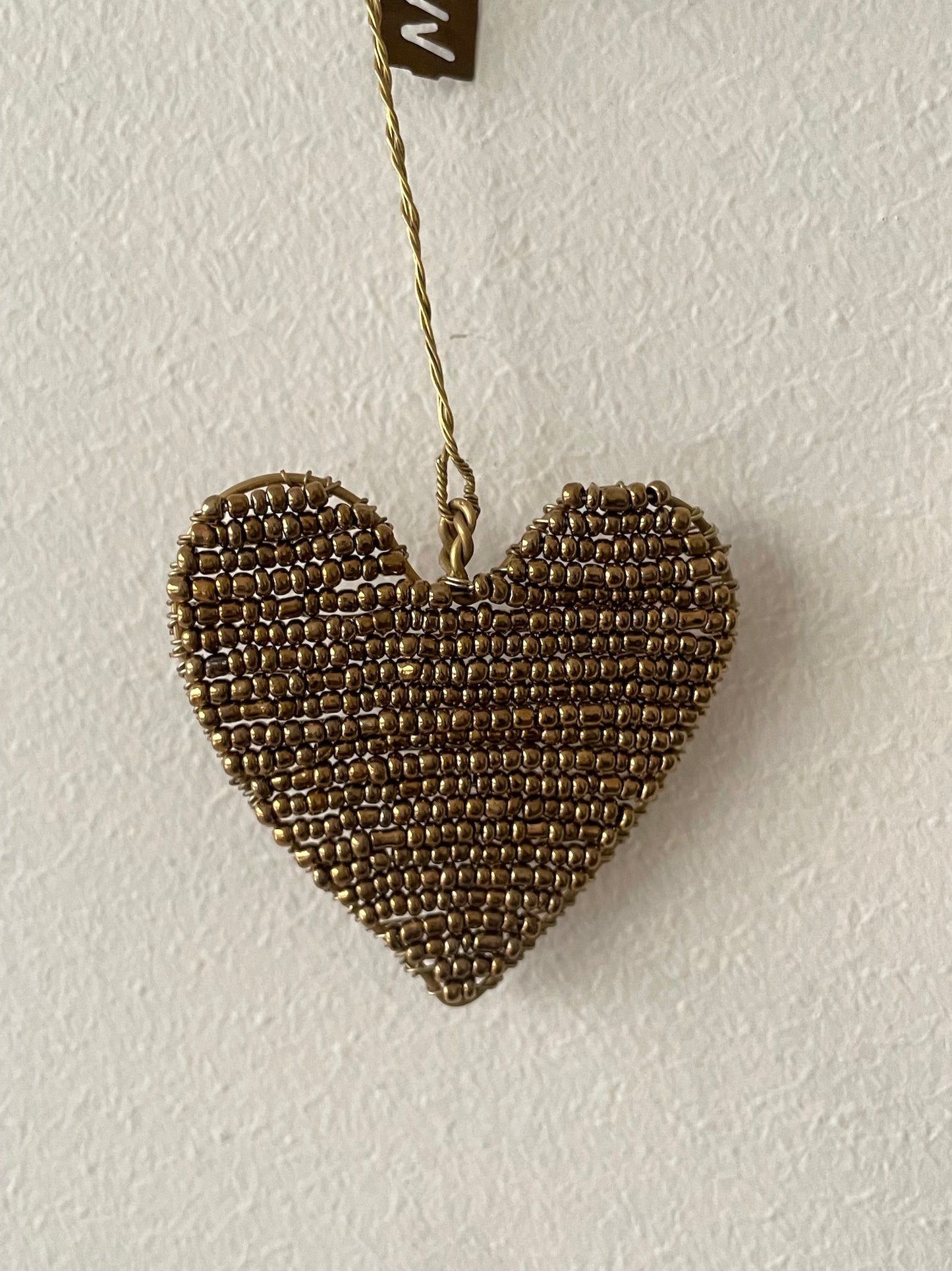 Walther & Co. Gold Bead Heart Ornament